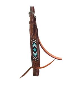 Serre-tête de cheval occidental de qualité supérieure sculptée à la main éperons équestres avec perles Logo personnalisé pour l'équitation - Product Image 4