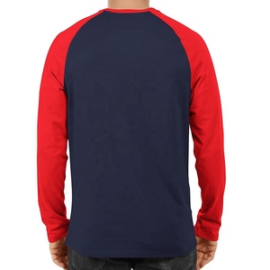 Camiseta personalizada de manga larga con cuello redondo raglán para hombre de alta calidad 100% algodón camiseta de manga larga con retazos en blanco para hombre - Product Image 2