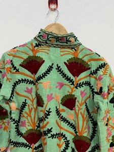 Chaqueta de algodón bordada con motivos florales de estilo chino, cuello mandarín, manga larga, ropa exterior informal para adultos, ropa de primavera - Product Image 2