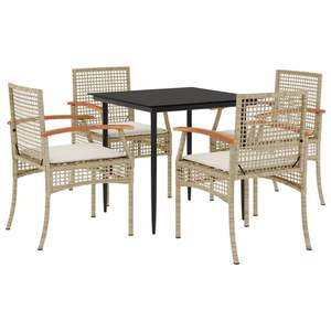 Juego de Comedor para Patio con Cubiertas Removibles Medianas, en Ratán Sintético PE Beige - Product Image 2
