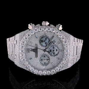 Reloj de Diamantes Moissanite en Oro Rosa Totalmente Cubierto de Diamantes, el Más Vendido, para Fiestas Nocturnas y Uso en Clubes, Disponible a Precio de Exportación - Product Image 1