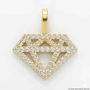 Collar con Colgante de Oro Sólido de 10K, Diseño Geométrico Moderno, Estilo Hip Hop, Diamantes Naturales, Logotipo Personalizado de la Empresa, Estilo Iced Bling, Regalo Unisex - Product Image 1