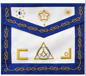 Delantal de Maestro Ceremonial de Alto Rango, Rito de Salomón, con Insignia de Lazo de Oro Bordada a Mano y Pin de Seguridad, de Cuero, Resistente al Agua, Personalizable - Product Image 1