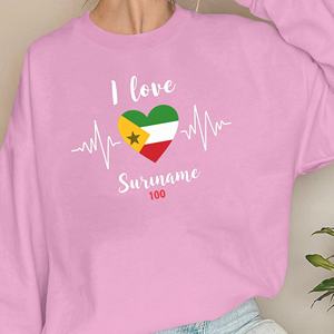 Felpe Casual da Donna con Stampa a Cuore 'I Love Suriname', Tessuto Lavorato a Maglia 100% Poliestere, Collo Tondo - Product Image 5