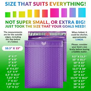 Sobres de burbujas de polietileno púrpura, paquete de 10,5x15 pulgadas, 100 sobres acolchados autosellantes, bolsas de envío de burbujas de plástico acolchadas para - Product Image 4