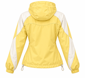 Chaqueta Cortavientos con Capucha para Mujer, Color Amarillo Pastel Crema, con Solapa Protectora y Mangas Curvas, Modelo 2026, Superventas, Fabricación OEM B2B - Product Image 2