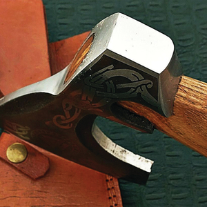 Handmade <b>Axe</b> Carbon Steel Blade Wood <b>Handle</b> With Leather Sheath Outdoor <b>Axe</b> Custom <b>Axe</b> - Product Image 5