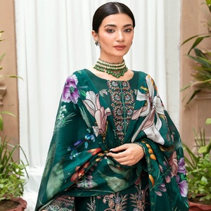 <b>Eid</b> Heavy Party <b>Dresses</b> for Women Pure Cotton Unstitch Embroidered Lawn Three Piece Punjabi Suits Ramsha Vol MASHAAL-8 Maxi - Product Image 5