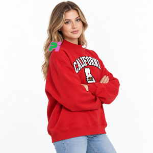 Sweat-shirt oversize à col montant pour femme, automne/hiver, broderie appliquée personnalisée, tissu polaire épais, respirant, écologique - Product Image 2