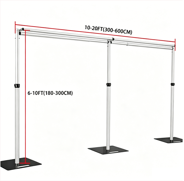 20ft*10ft Adjustable Background Pipe and Drape with Heavy Duty Metal Base Events Backdrop Stand
