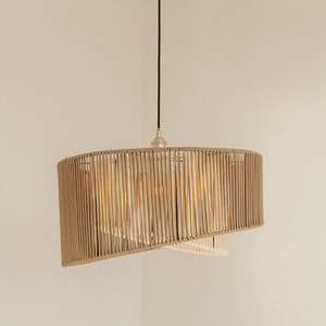 Lampe suspendue en corde de jute tressée à la main à 4 niveaux, style bohème chic, en fibre de chanvre naturelle, lustre rustique pour salle à manger, décoration d'hôtel - Product Image 2