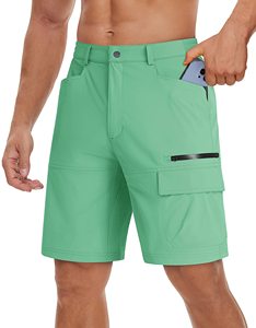 Shorts décontractés anti-rides pour hommes avec taille élastique et décoration appliquée 100% polyester pour la maison, les voyages et l'usage quotidien - Product Image 1