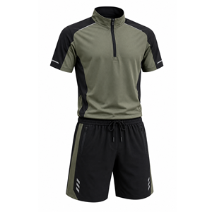 Ensemble Homme Grace Collection : Haut à Capuche en Polaire Séchage Rapide Manches Courtes et Short à Cordon de Serrage, Noir Uni avec Logo Frontal, Style Streetwear - Product Image 6