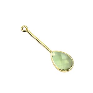 Breloques en améthyste verte en forme de poire 28x9mm |   Connecteur en argent 925 plaqué or |   Fournitures pour boucles d'oreilles pendantes - Product Image 1