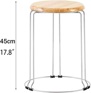 Tabouret en bois à structure métallique multifonctionnel, design rustique industriel pour salle à manger, café, bureau et restaurant - Product Image 2
