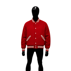 PREMIUM <b>RED</b> VARSITY JACKET FOR MEN FASHION OUTERWEAR JACKET MODERN CASUAL OUTERWEAR URBAN LETTERMAN STYLE Solid Color Button Co - Product Image 1