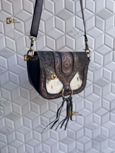 Sac à bandoulière en cuir repoussé à la main en fourrure de vachette véritable sculpture sacs bohème nouveau concepteur sacs de vente chaude pour les femmes - Product Image 2