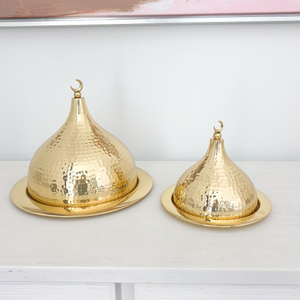 Superbe plateau de service en métal pour dattes, noix et fruits secs, organisateur de table pour la maison et le Ramadan, bols porte-dattes - Product Image 1