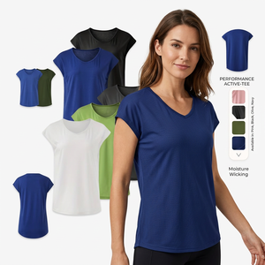 Camiseta de Manga Corta con Cuello Redondo para Mujer, Color Sólido, Ecológica, de Secado Rápido, Tejida en Poliéster, Informal, Corte Regular, para Todas las Temporadas - Product Image 2