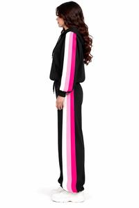 Conjunto Deportivo de 2 Piezas para Mujer, Color Negro, 100% Algodón, Invierno, Sudadera con Capucha y Pantalones Anchos con Cordón y Rayas Laterales - Product Image 3