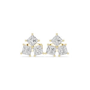 Pendientes de Corte Princesa de Calidad Premium, Oro Sólido de 14K, Pendientes de Moda para Mujer, Joyería con Diamantes Cultivados en Laboratorio, Diseño Elegante - Product Image 4