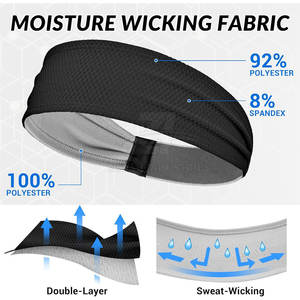 Bandas para la Cabeza Hechas de Spandex/Nailon para Hombres y Mujeres, Banda para el Cabello de Tela Suave, Banda Deportiva para Fitness y Yoga - Product Image 2