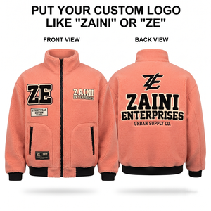 Custom <b>Men's</b> Autumn Running <b>Jacket</b> 240 GSM Fleece Soft Coral Embossed Woven Patch Logo Full Zip Reflective Waterproof Breathable - Product Image 1