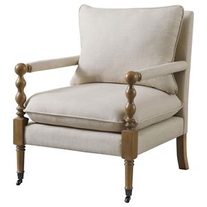 Poltrona in Legno Beige con Gambe Tornite per Arredamento Soggiorno - Product Image 4