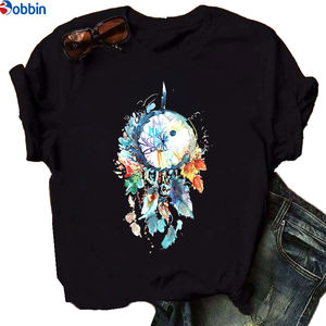 Camiseta de Mujer con Diseño de Plumas, Estampado Decorativo, Transpirable, Estilo Dulce y Encantador, Tallas Grandes, Camisetas Económicas para Damas - Product Image 2