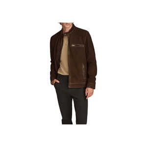 Chaqueta de Cuero Leathertex para Hombre, Hecha a Mano, de Gamuza de Oveja Marrón Chocolate, Estilo Café Racer, Edición Clásica Minimalista, Resistente al Viento - Product Image 1