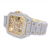 Montre de luxe la plus vendue, entièrement sertie de diamants naturels, montre pour homme entièrement scintillante avec pierres authentiques, disponible à la vente