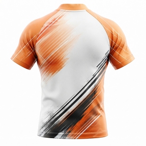 Maillot de rugby sublimé pour homme de haute qualité, manches courtes, ajusté, anti-humidité, impression photo, orange et blanc, OEM - Product Image 3