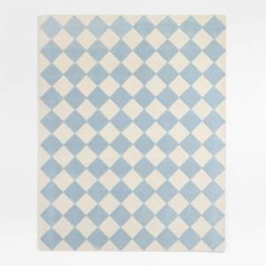 Tapis de salon moderne et contemporain, fait main, en laine 100% de Nouvelle-Zélande, doux, tufté à la main, motif floral bleu/ivoire, taille moyenne, personnalisé - Product Image 1
