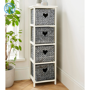 Estante de Almacenamiento con Estructura Metálica y Cajones de Mimbre, Organizador de Múltiples Niveles para Baño y Dormitorio, Venta Directa de Fábrica - Product Image 1