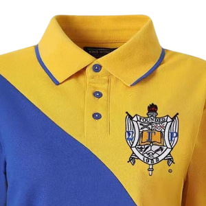 เสื้อโปโล SGRho Gold Royal Blue Premium 22 คอปกสีบล็อค แขนสั้น ปักตราสัญลักษณ์ สำหรับชมรม วิทยาลัย แฟชั่นลำลอง - Product Image 4