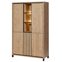 Meuble bar moderne en bois de manguier massif Manish Art Handicrafts, présentoir à whisky avec 4 compartiments, étagère en verre, rangement en acier inoxydable