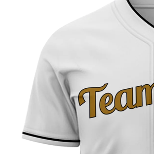 Maillot de baseball blanc à manches courtes boutonné, uniforme d'équipe personnalisé, respirant, en polyester, pour hommes - Product Image 4