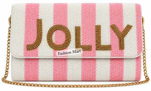 Handmade Beaded Candy Clutch <b>Bag</b> with Red White Pattern Flap Closure for Evening Party - Product Image 5