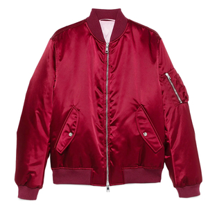 Veste bomber en satin personnalisée légère pour adulte, couleur rouge, manches longues, fermeture éclair intégrale, pour homme - Product Image 1