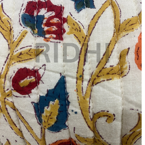 Indian Block Printed Eco-Friendly Large Sangria Red Cotton <b>Quilted</b> Travel for <b>Bag</b> Reusable Handmade Custom <b>Makeup</b> Organizer - Product Image 4