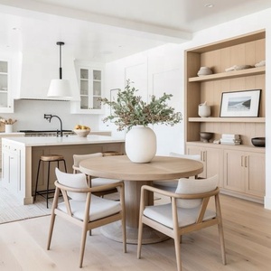 39.37'' Wooden <strong>Walnut</strong> Round Coffee <strong>Table</strong> for Living Room, Modern Handcraft Drum Design - Product Image 3