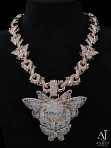 สร้อยคอ AARVA JEWELS รุ่น Butterfly Cuban Link ประดับเพชรโมอิสซาไนต์ เงินแท้ 925 ชุบทองคำสีกุหลาบ ดีไซน์แบบ Claw Setting หรูหรา ประดับเพชรเต็มเส้น - Product Image 3