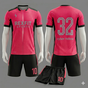 ชุดกีฬาผู้ชายสีพื้นแบบ OEM ผลิตโดย REXFIT SPORTS เสื้อฟุตบอล กางเกงขาสั้น ชุดฝึกซ้อมกีฬา ระบายอากาศได้ดี - Product Image 5