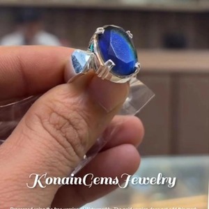 Handmade Blue Onyx Silver Men’s <b>Ring</b> | Vintage Oxidized <b>Statement</b> <b>Ring</b> | Tribal Designer Jewelry - Product Image 1