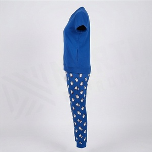 Conjunto de pijama azul de 2 piezas para mujer con estampado de pingüinos, top con cremallera frontal y pantalones largos, ropa informal para todas las estaciones - Product Image 3