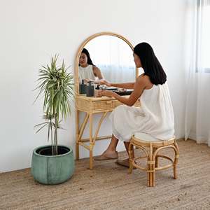 Luxury Handcrafted Rattan Dressing Makeup <b>Table</b> with <b>Mirror</b> Best Price Natural Wicker <b>Tables</b> for Makeup - Product Image 6