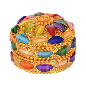 Boîte à Bijoux Indienne en Métal Haut de Gamme, Légère et Portable, pour Rangement de Bijoux, Artisanat Perlé, Boîte Cadeau Souvenir - Product Image 1