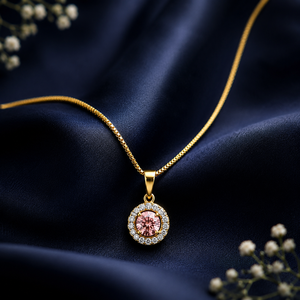 9K Yellow Gold Lab Grown Diamond Filled Pendant Necklace Brilliant Cut Snake <b>Chain</b> Classic Women's Everyday & Party Wear Jewelry - Product Image 3