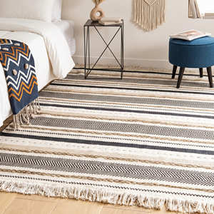 Alfombra Elegante Estilo Boho Chic, Proveedor Indio, Alfombra Blanca de Gran Venta, Alfombras Bohemias para el Hogar, Plegables, 100% Algodón, Alfombra Boho Simple - Product Image 2