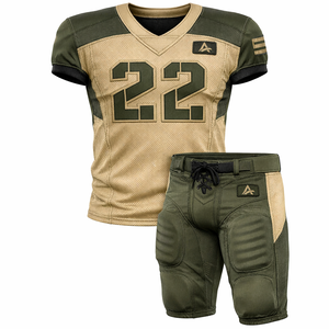 Custom American Football Uniform Set Mens Green Jersey <b>Pants</b> Breathable Polyester Short Printed Training Team Sports Wear - Product Image 1